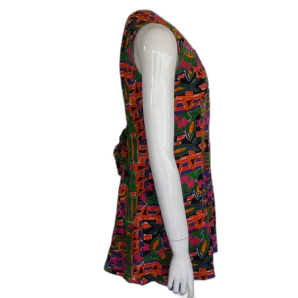 DASHERS Romper, M, Bold Print, Multicolor, VINTAGE, Shorts Sleeveless Geometric - Picture 10 of 15